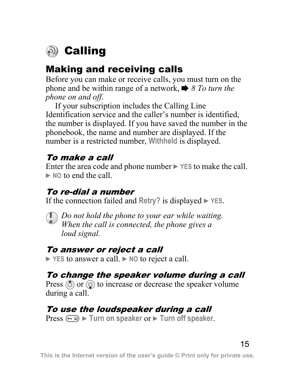 Calling | Sprint Nextel J23OI User Manual | Page 16 / 88