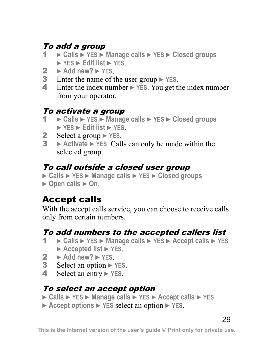 Accept calls | Sprint Nextel J23OI User Manual | Page 30 / 88