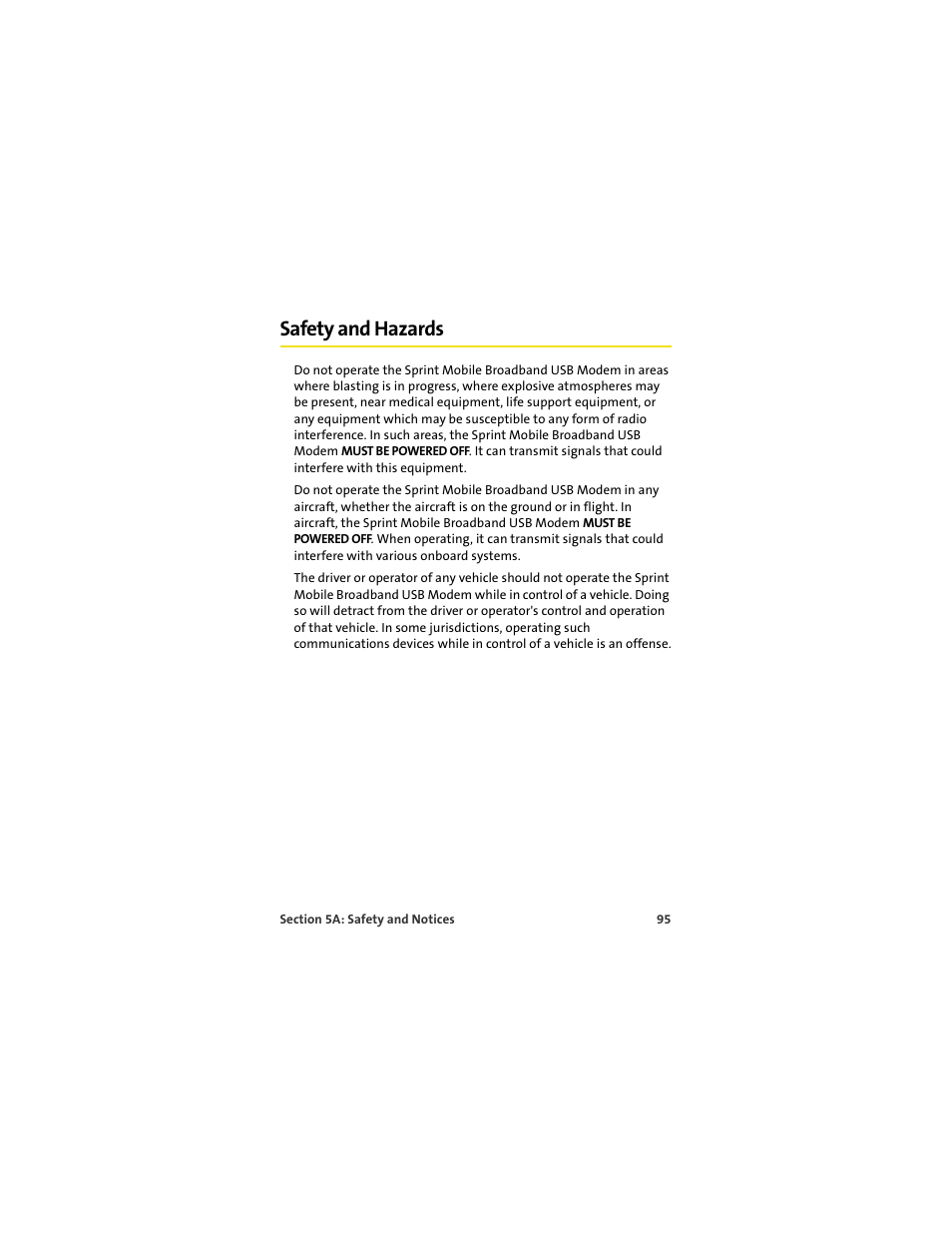 Safety and hazards | Sprint Nextel OVATION U720 User Manual | Page 101 / 119