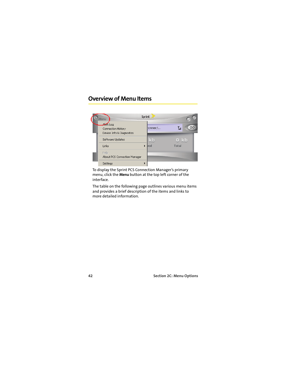 Overview of menu items | Sprint Nextel OVATION U720 User Manual | Page 48 / 119