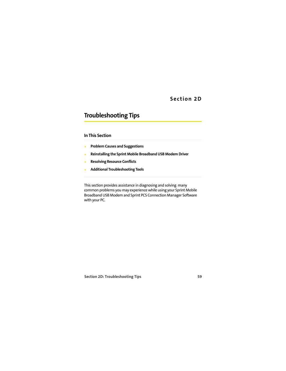 Troubleshooting tips, 2d. troubleshooting tips | Sprint Nextel OVATION U720 User Manual | Page 65 / 119