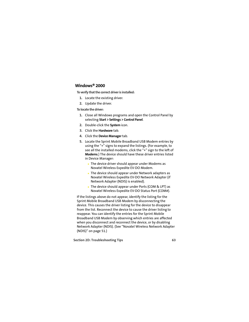 Windows® 2000 | Sprint Nextel OVATION U720 User Manual | Page 69 / 119