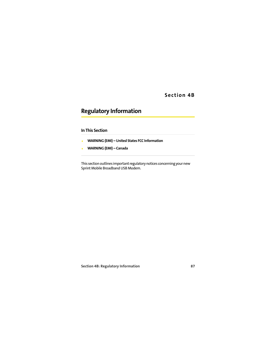 Regulatory information, 4b. regulatory information | Sprint Nextel OVATION U720 User Manual | Page 93 / 119