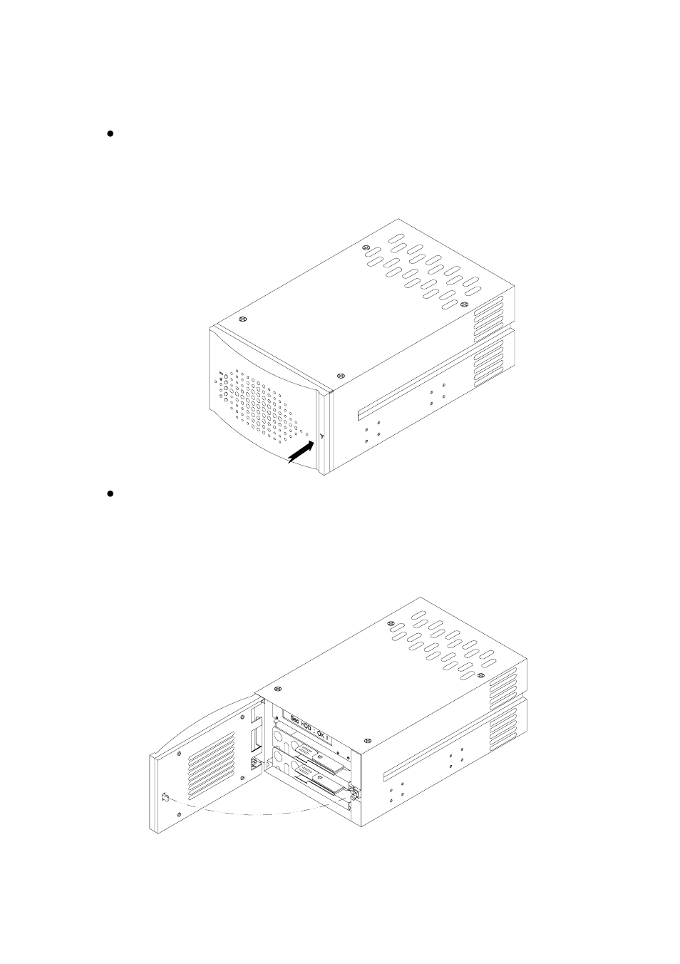 4 how to remove/insert the removable carrier, 3 how to open/close the front panel | Soho RAID SR2000 User Manual | Page 10 / 32
