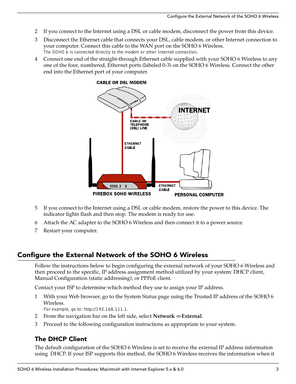 The dhcp client | Soho 6 User Manual | Page 3 / 8