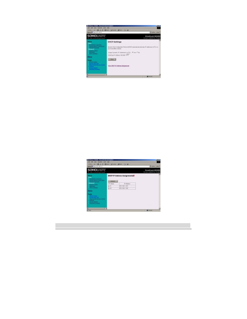 Dhcp settings, Windows 98/98/se/me vpn client setup | Soho NBG800 User Manual | Page 43 / 83
