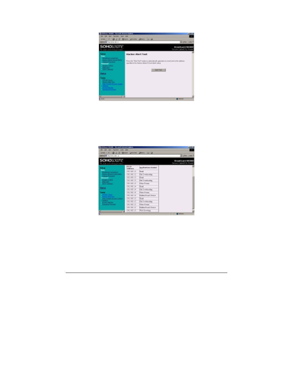 View current access control settings, Sohoware, Secure ca | Soho NBG800 User Manual | Page 48 / 83