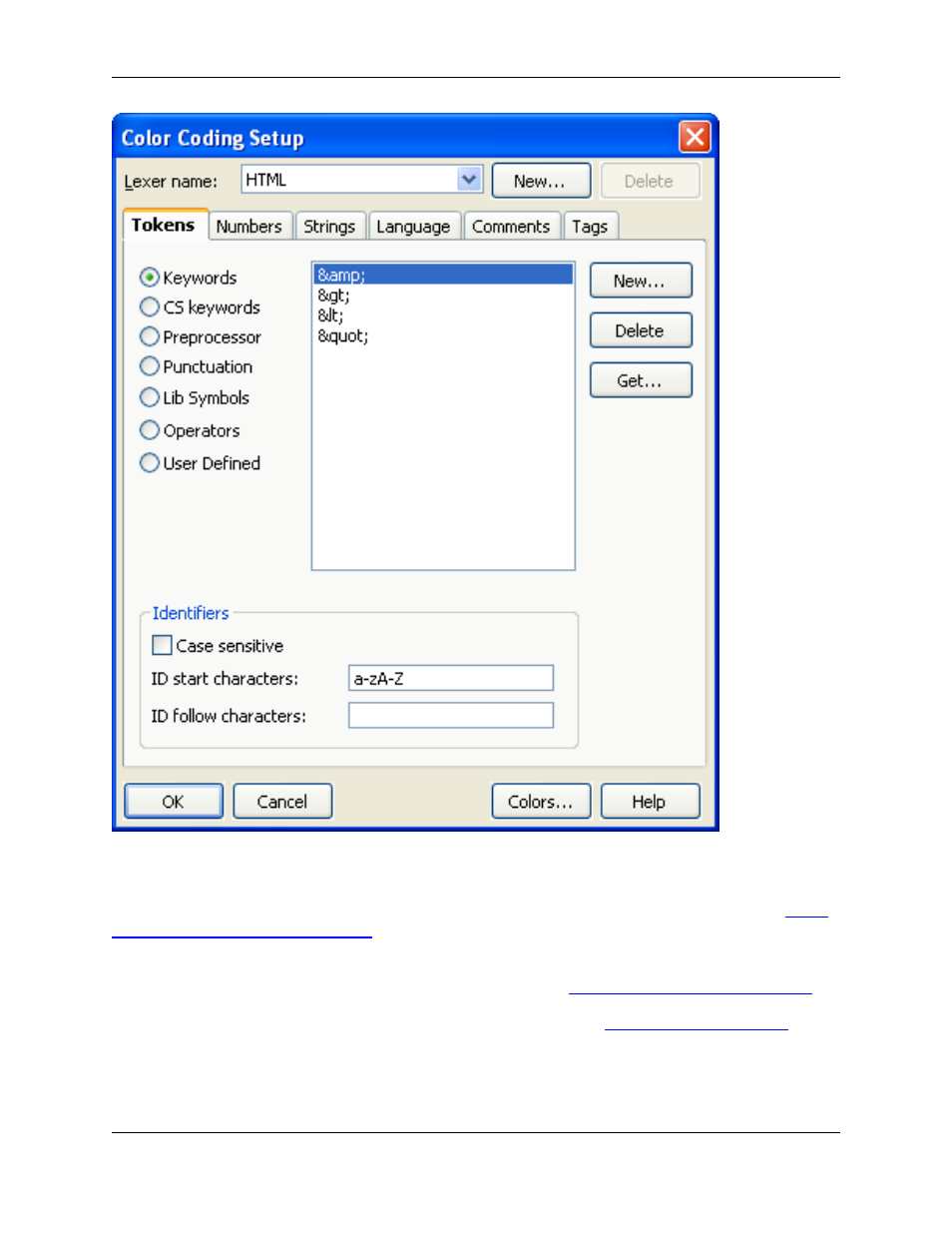 Advanced color coding configuration | Slick EDIT V3.3 User Manual | Page 163 / 568