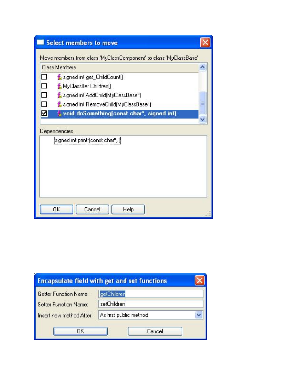 Encapsulate field, C++ refactoring: encapsulate field | Slick EDIT V3.3 User Manual | Page 229 / 568