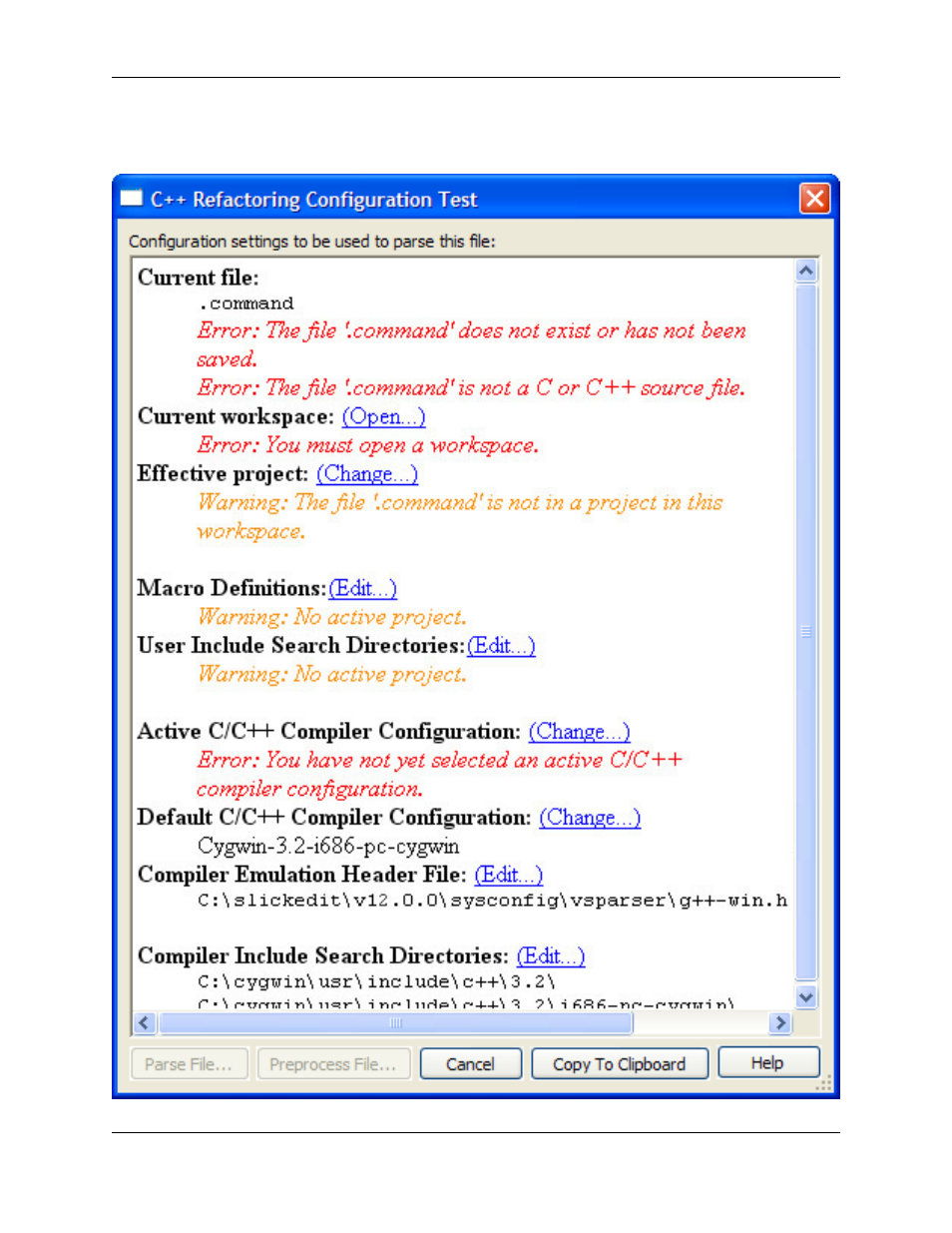 Test parsing configuration: example 1 | Slick EDIT V3.3 User Manual | Page 238 / 568