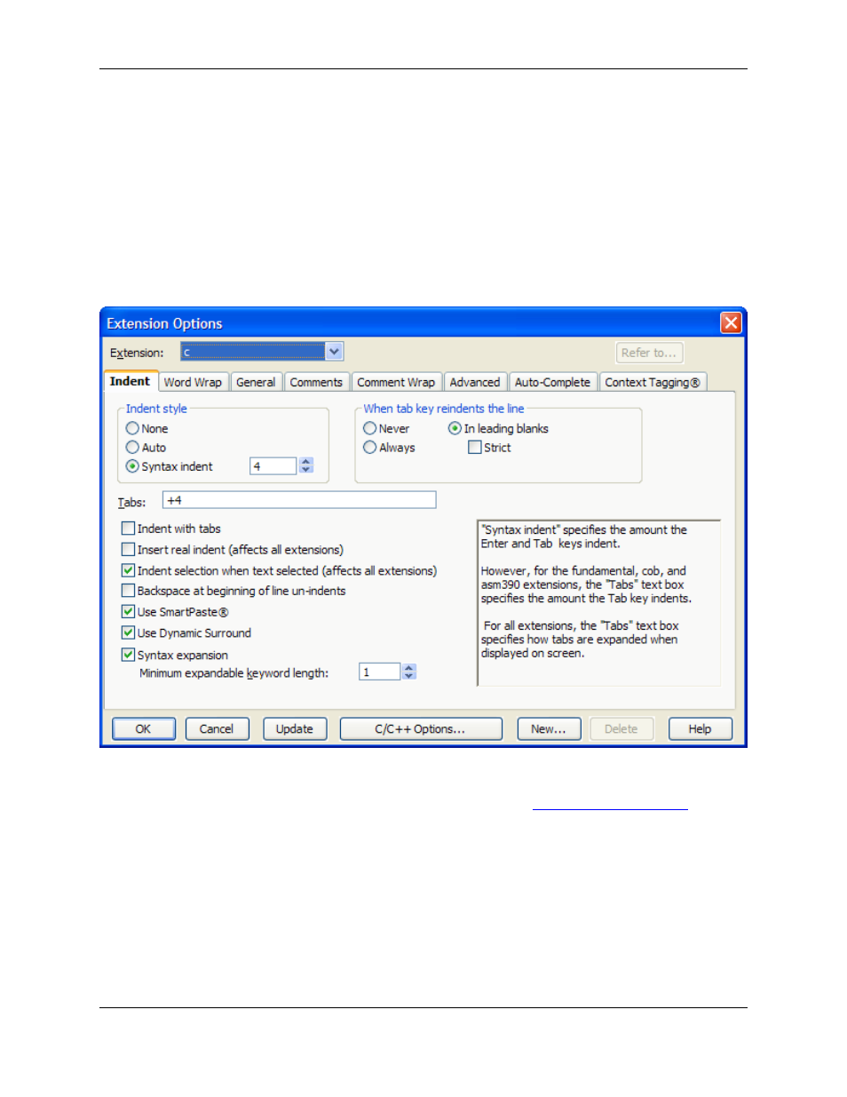 Extension options, Referring to extensions, Extension options dialog | Extension, Options | Slick EDIT V3.3 User Manual | Page 253 / 568