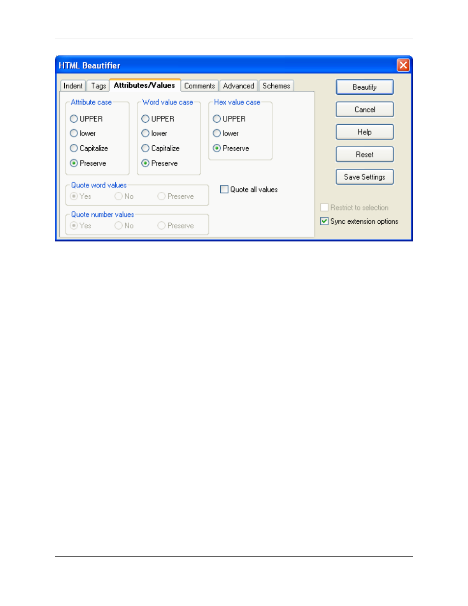 Comments tab, Html beautifier: comments tab | Slick EDIT V3.3 User Manual | Page 297 / 568