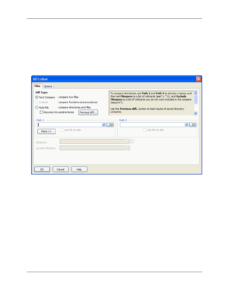 Comparing two files, Comparing symbols or parts of files, Diffzilla | Dialog | Slick EDIT V3.3 User Manual | Page 331 / 568