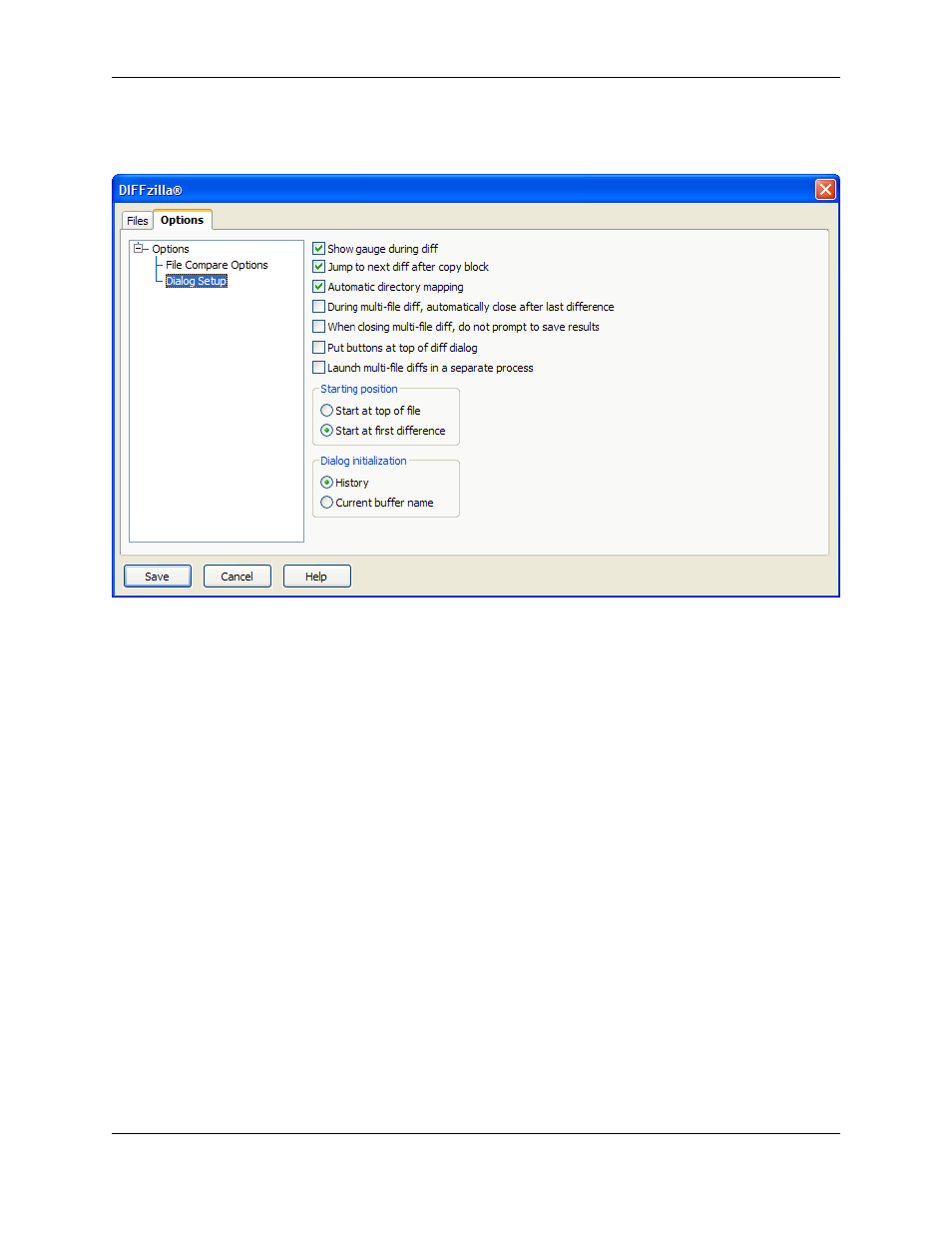 Diffzilla, Dialog setup options | Slick EDIT V3.3 User Manual | Page 398 / 568