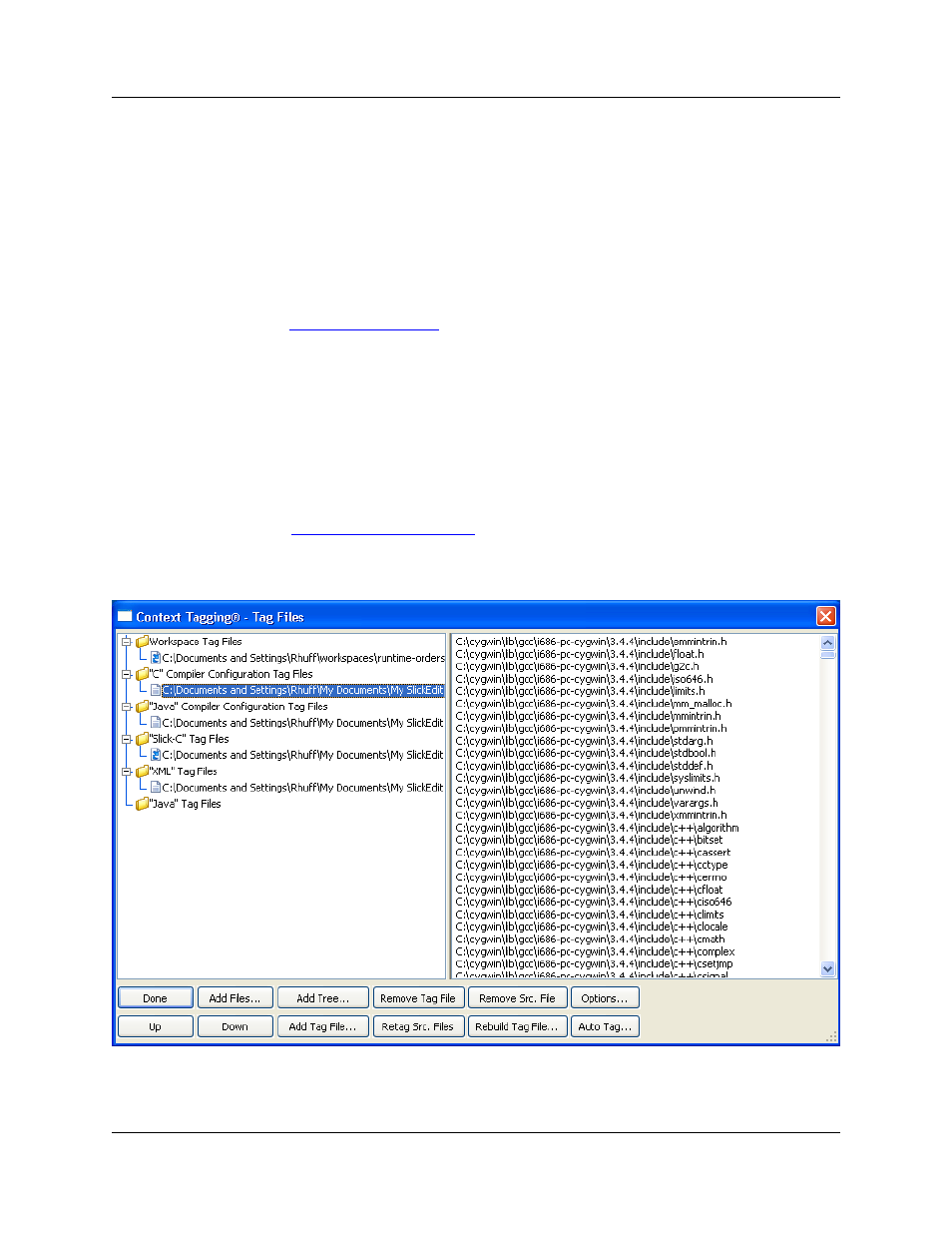 Context tagging® - tag files dialog, Context tagging, Tag files dialog | Context tagging - tag files dialog, Context tagging - tag files, Dialog | Slick EDIT V3.3 User Manual | Page 400 / 568