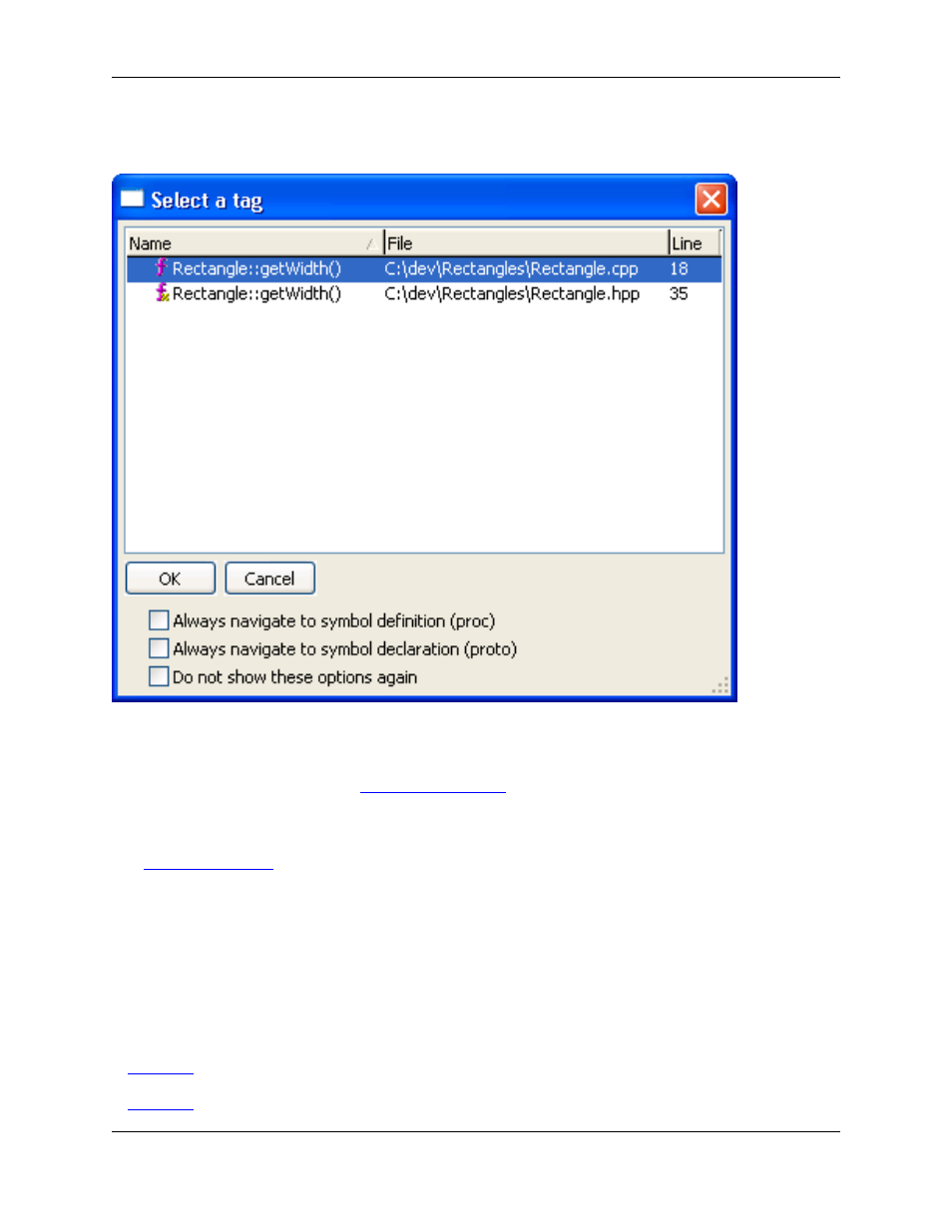 File options dialog, Select a tag dialog | Slick EDIT V3.3 User Manual | Page 443 / 568