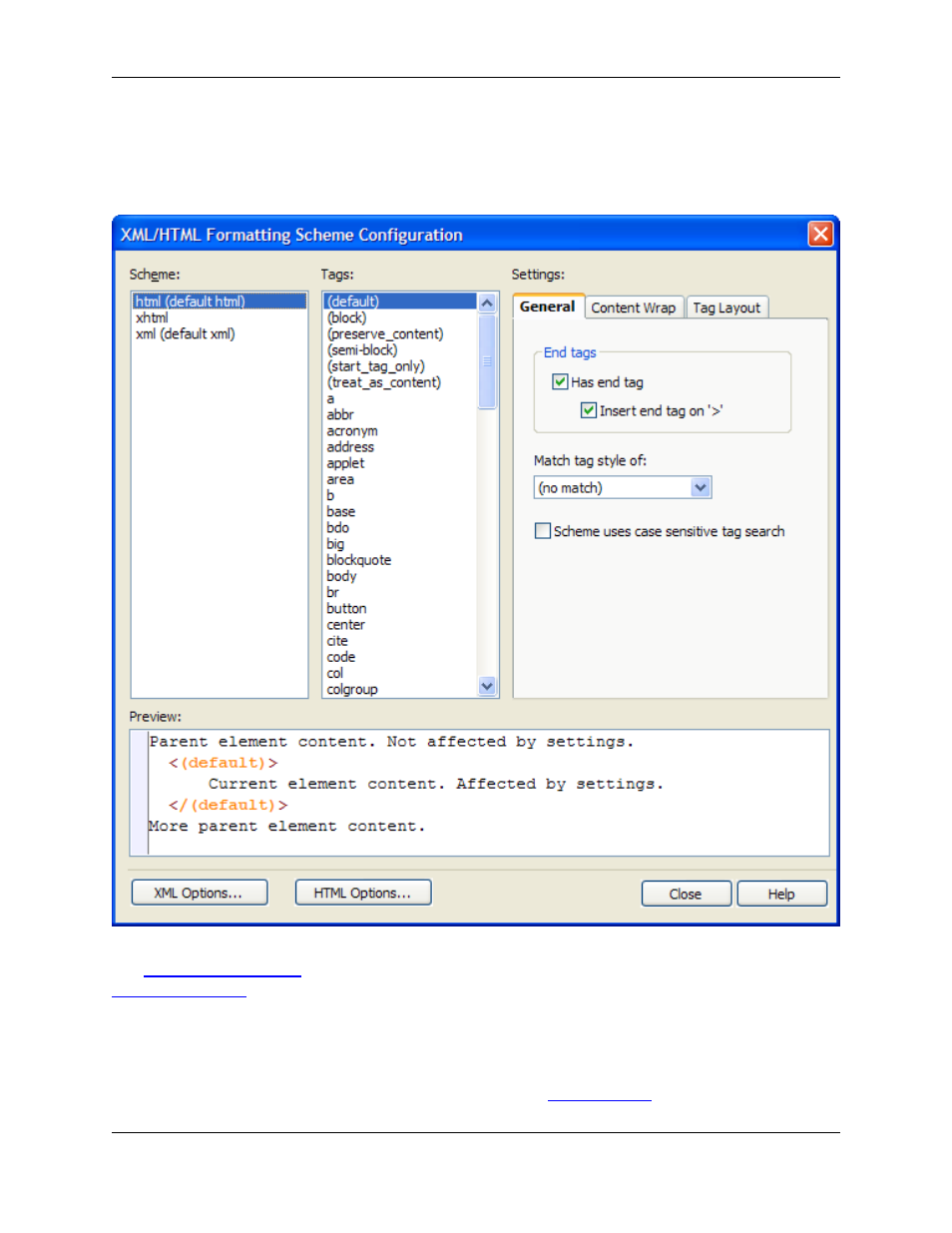 Url mappings dialog, Xml/html formatting dialog | Slick EDIT V3.3 User Manual | Page 479 / 568