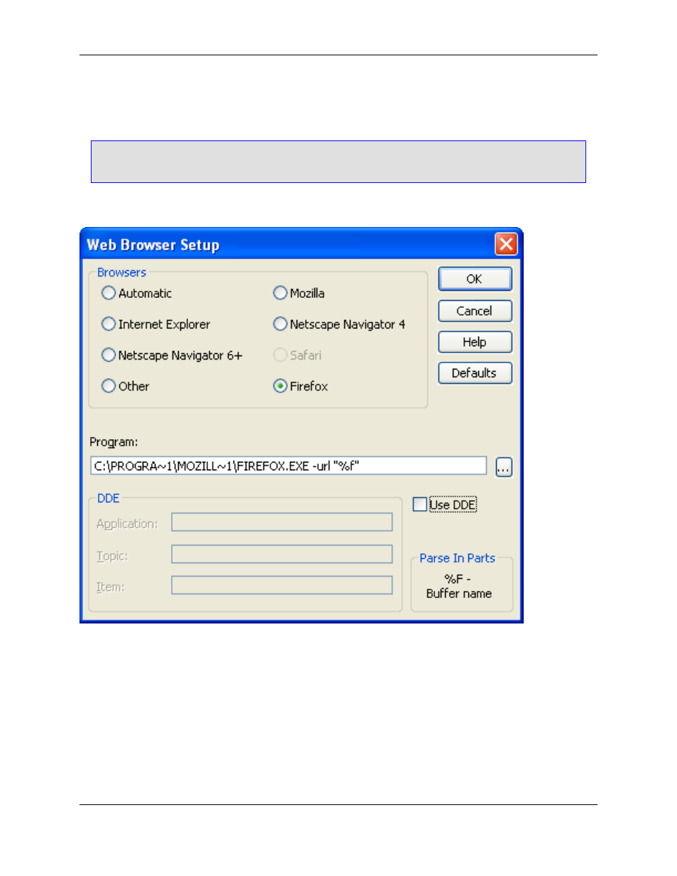 Web browser setup dialog | Slick EDIT V3.3 User Manual | Page 482 / 568