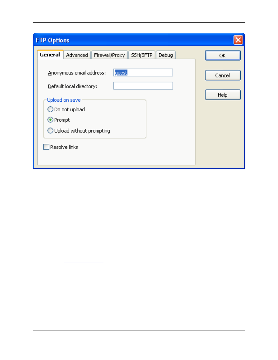 Advanced tab, Ftp options: advanced tab | Slick EDIT V3.3 User Manual | Page 484 / 568