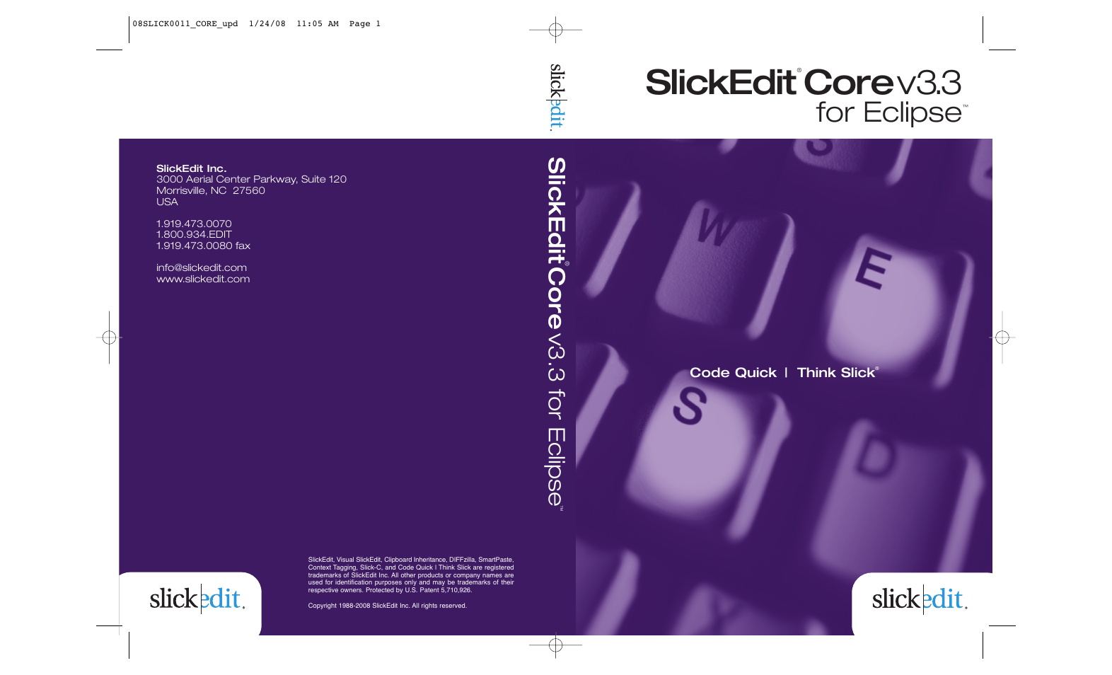 Corev3.3, For eclipse, Slickedit | Core v3.3 for eclipse | Slick EDIT V3.3 User Manual | Page 568 / 568