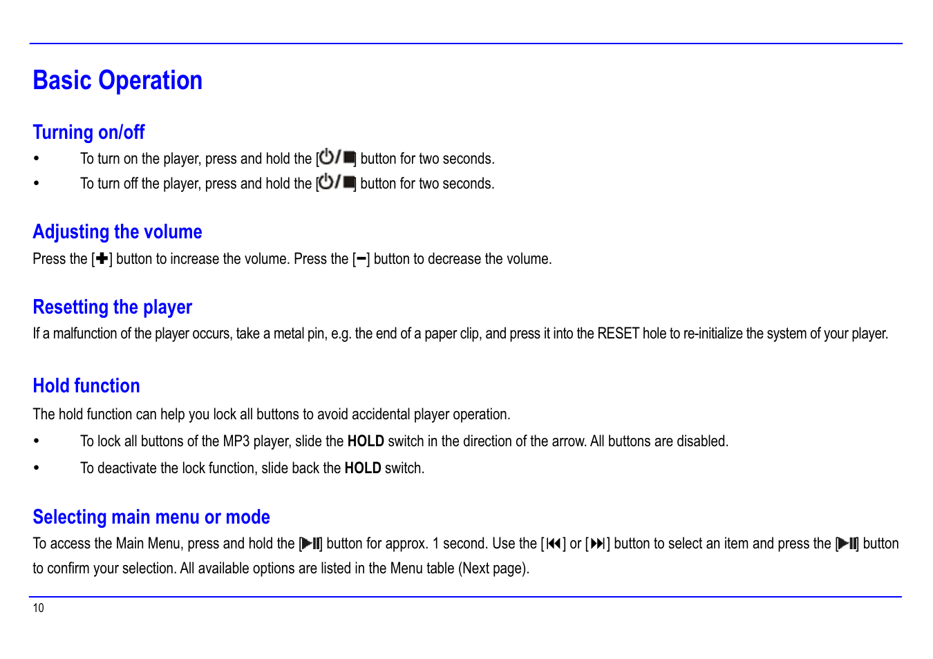 Basic operation | Slick MP416SP-2 User Manual | Page 14 / 40