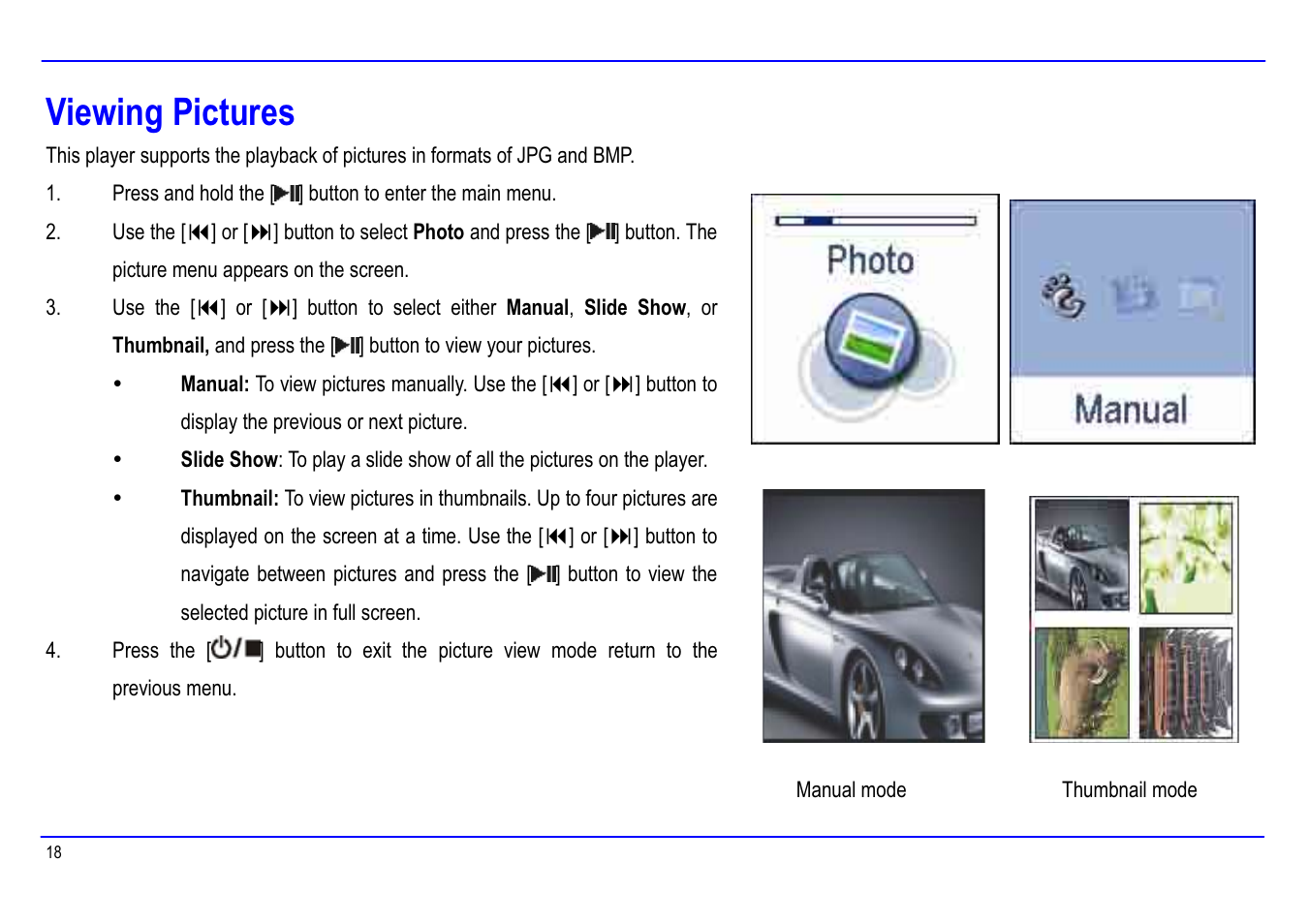 Viewing pictures | Slick MP416SP-2 User Manual | Page 22 / 40