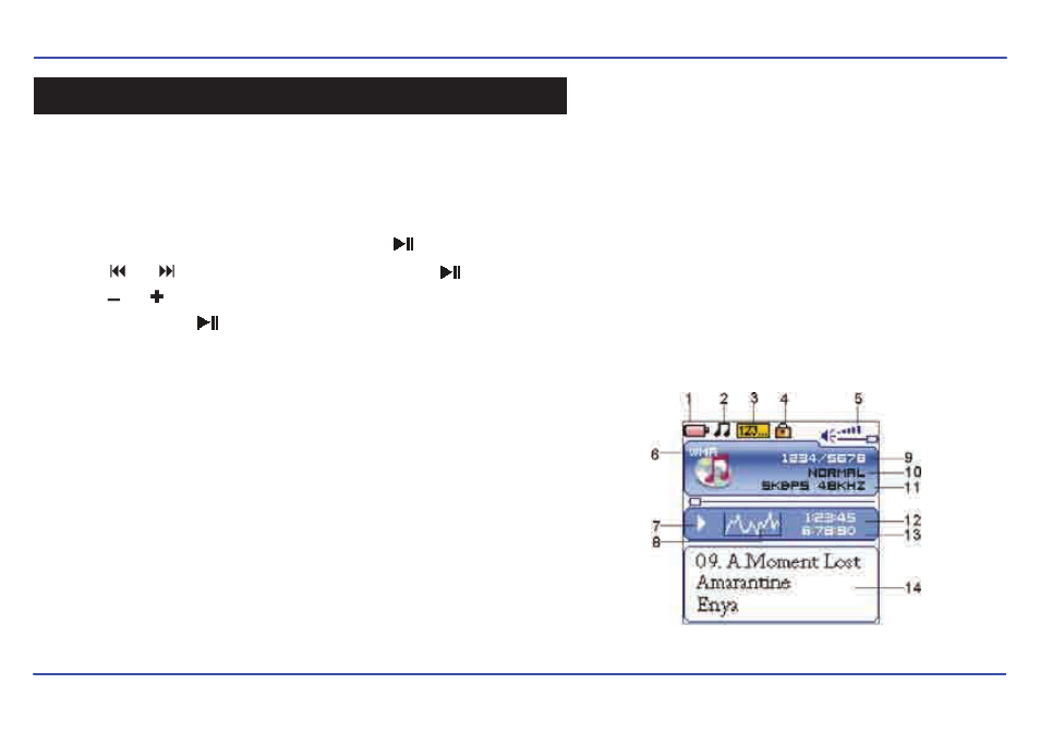 Music, Playing music display | Slick MP517TM-2 User Manual | Page 14 / 35