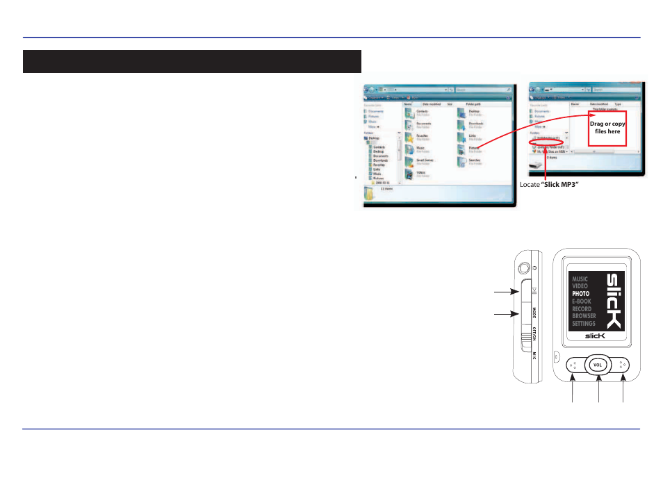 Photo, Downloading pictures to the player, Viewing pictures | Slick MP402-2 User Manual | Page 20 / 29