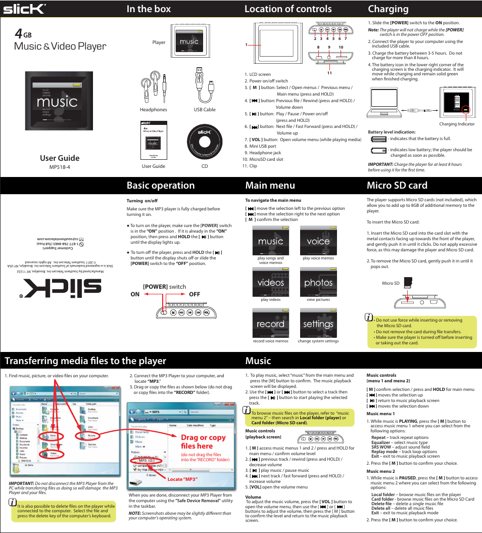 Slick MP518-4 User Manual | 2 pages