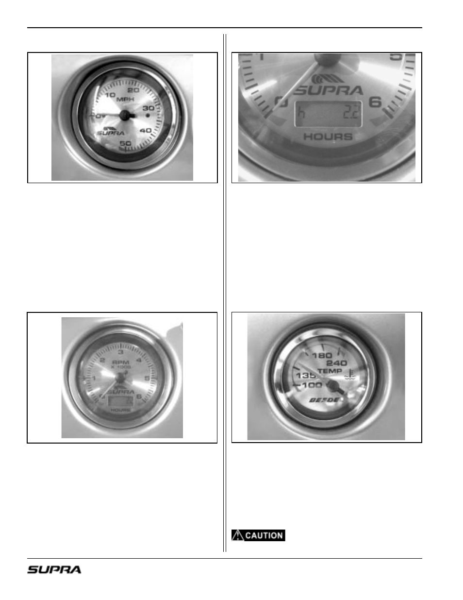 Speedometer, Engine hours, Temperature gauge | Tachometer | Supra LAUNCH 20 User Manual | Page 32 / 88