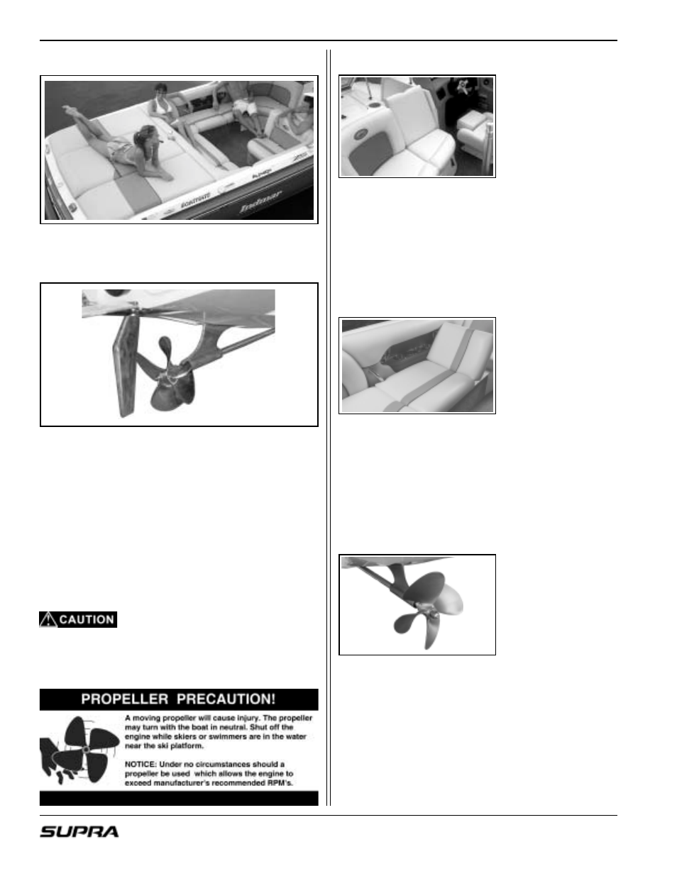 Sundeck, Double-up seating, Propeller triple-up seating | Altitude and wakeboard prop | Supra LAUNCH 20 User Manual | Page 50 / 88