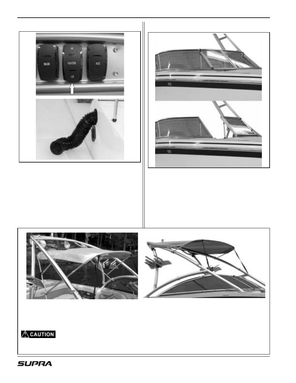 Walk-thru windshield, Optional bimini tops, Optional boat heater | Supra LAUNCH 20 User Manual | Page 52 / 88