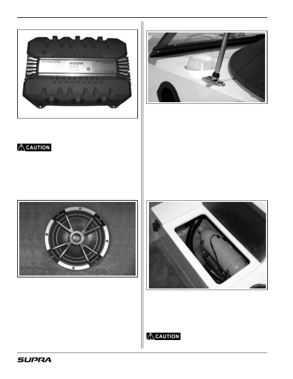 Optional satellite radio, Optional stereo amp optional subwoofer, Air inflator | Supra LAUNCH 20 User Manual | Page 56 / 88