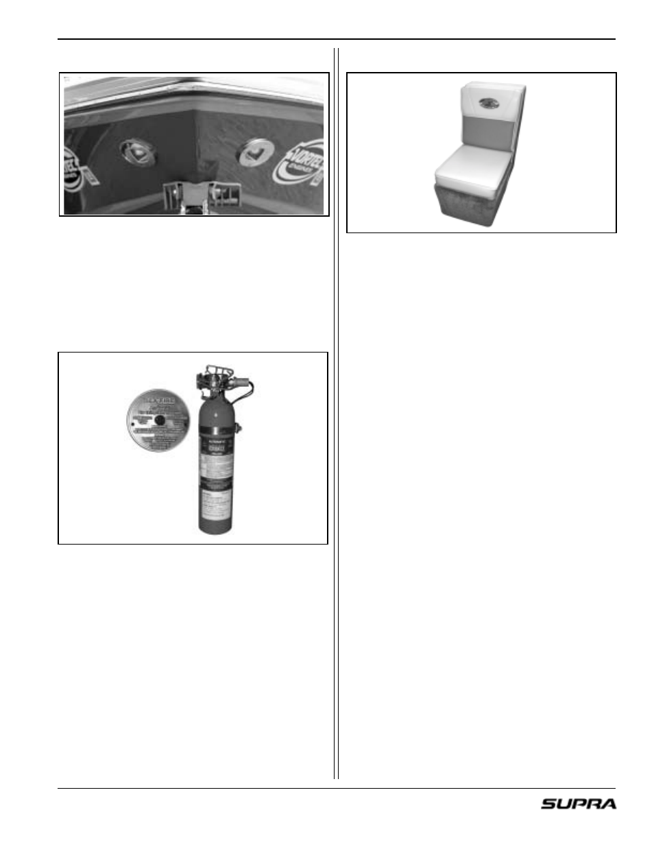 Docking lights, Automatic fire suppression system, Jump seat | Supra LAUNCH 20 User Manual | Page 59 / 88