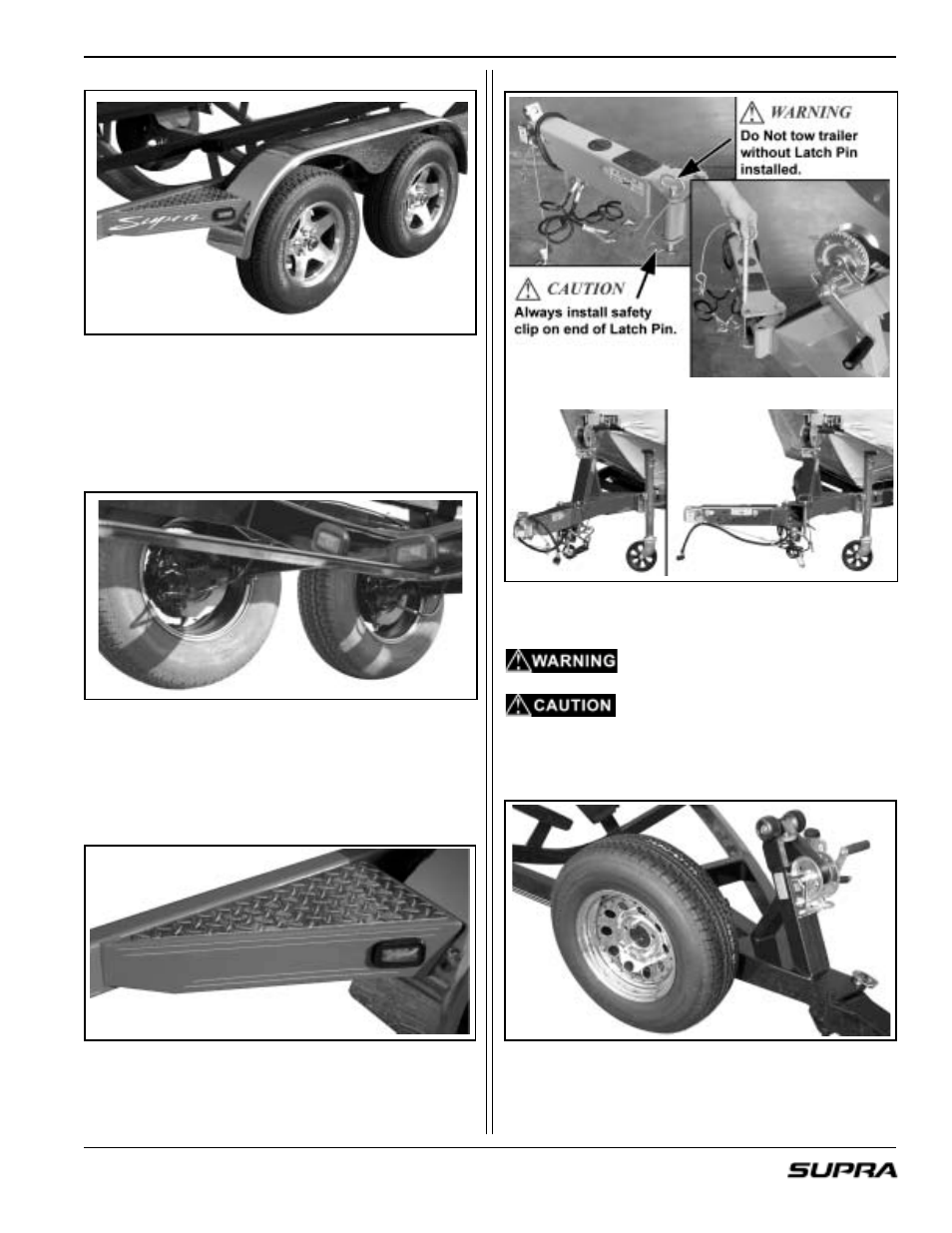 Tandem axle, Swing-away tongue second axle disc brakes, Aluminum step plate | Spare tire bracket | Supra LAUNCH 20 User Manual | Page 77 / 88