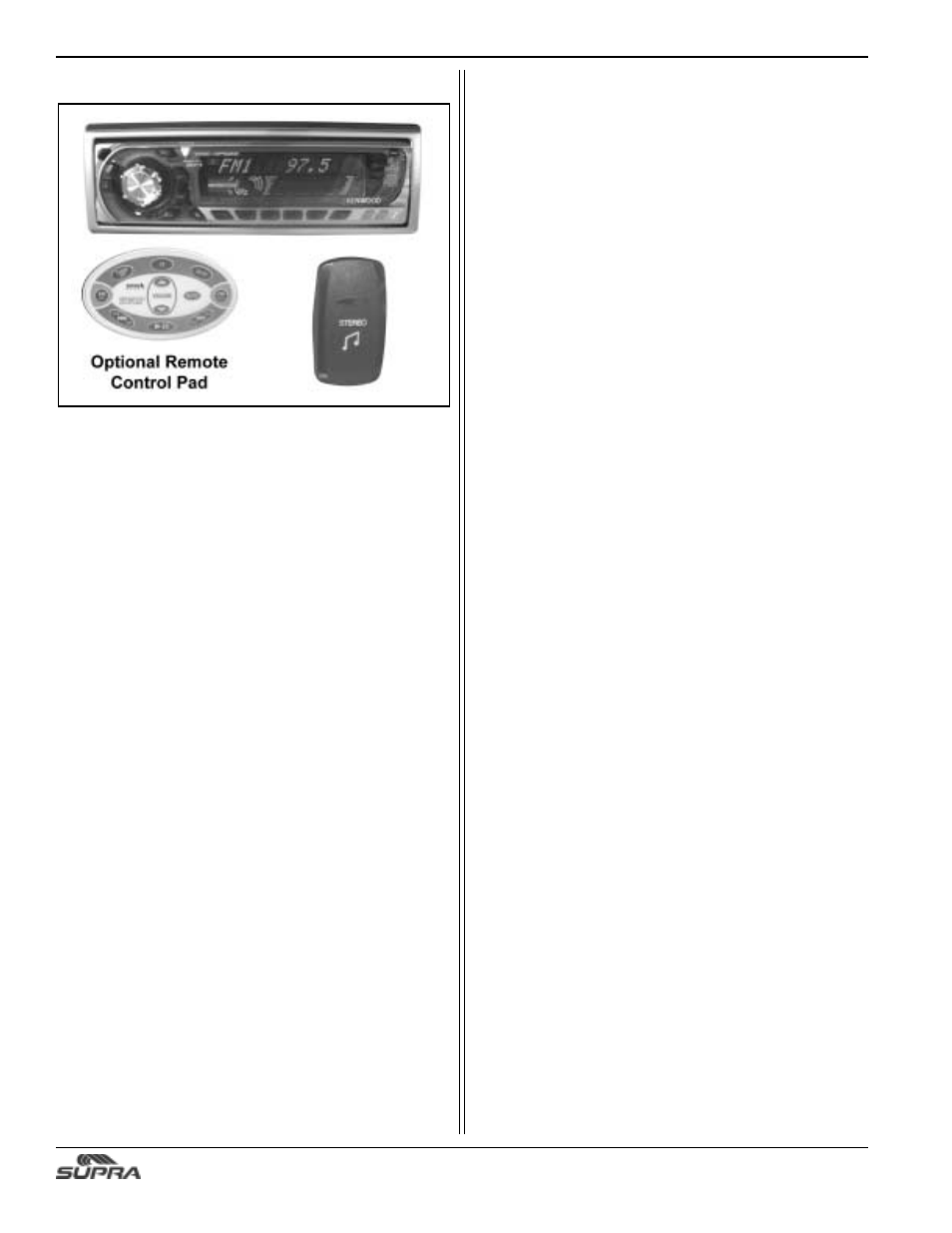 Stereo | Supra SUNSPORT 24V User Manual | Page 30 / 74