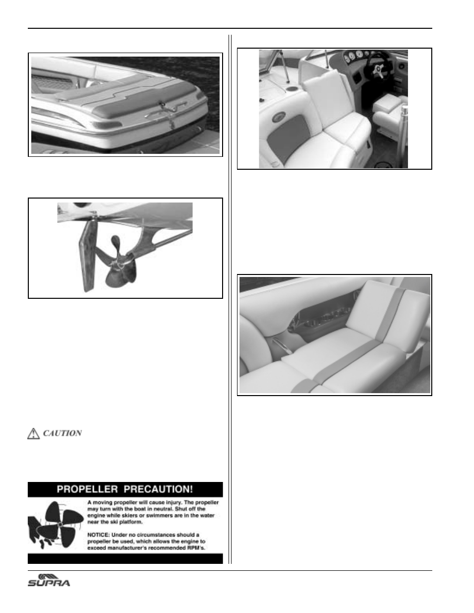 Sundeck, Double-up seating, Propeller triple-up seating | Supra SUNSPORT 24V User Manual | Page 44 / 74