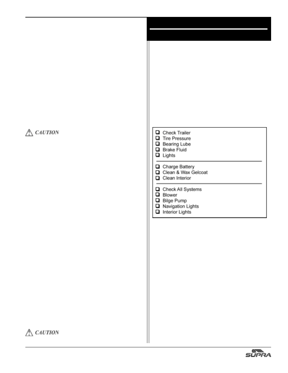 Winterization & dry storage, Summerization winterization | Supra SUNSPORT 24V User Manual | Page 59 / 74