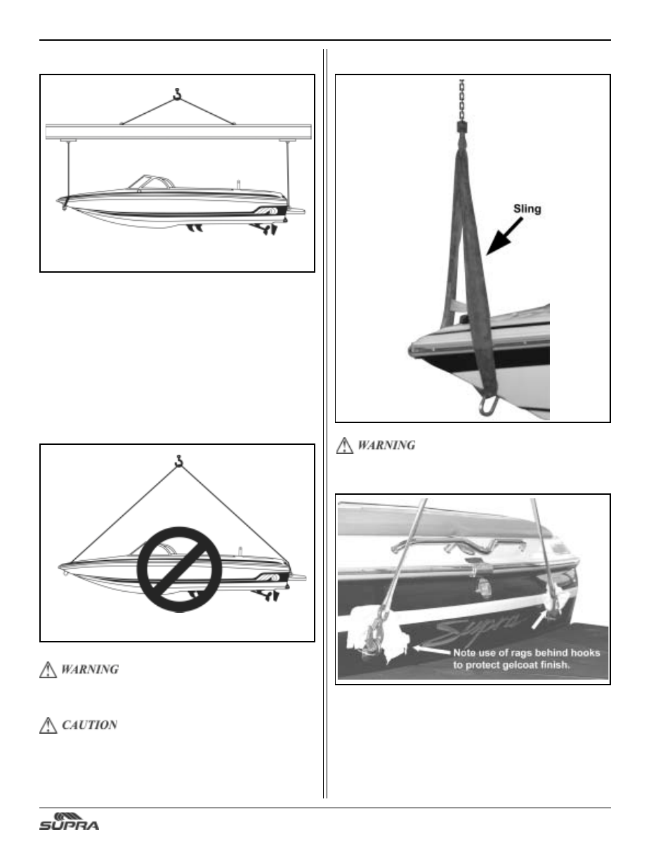Hoisting | Supra SUNSPORT 24V User Manual | Page 60 / 74