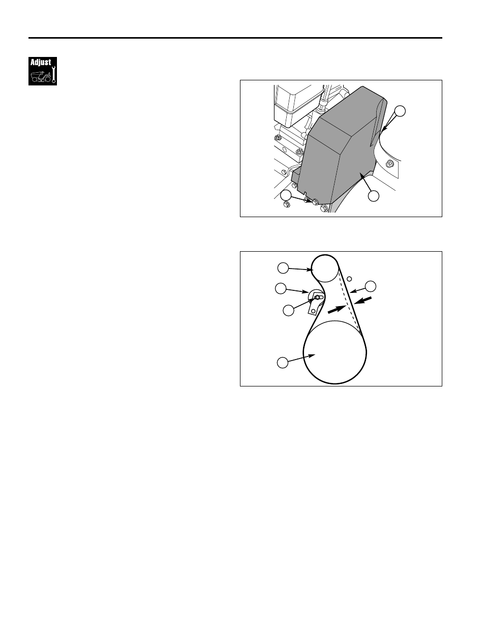 Belt adjustment, Large frame snowthrowers | Simplicity Manufacturing L1428E User Manual | Page 18 / 22