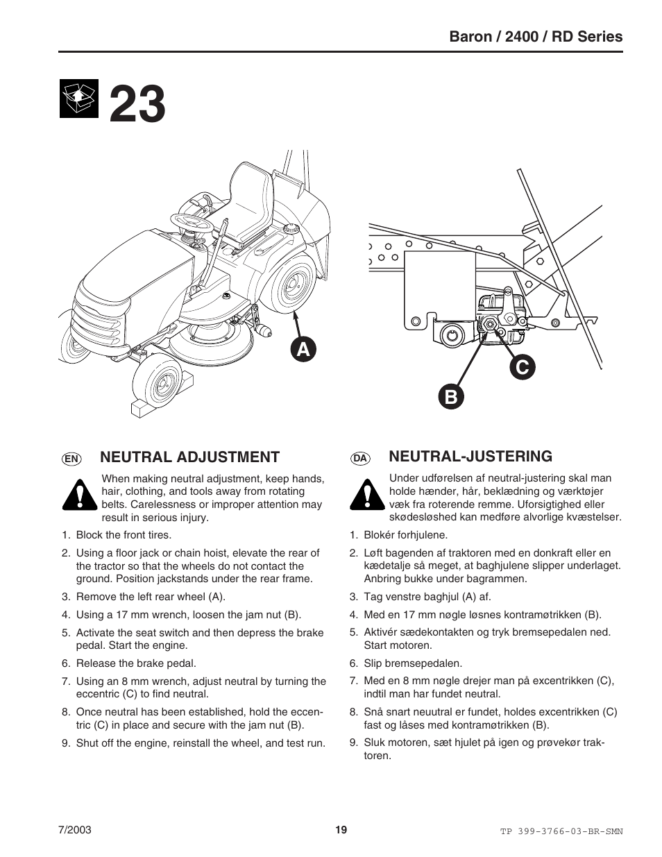 Bc a | Simplicity Manufacturing 2400 User Manual | Page 19 / 22