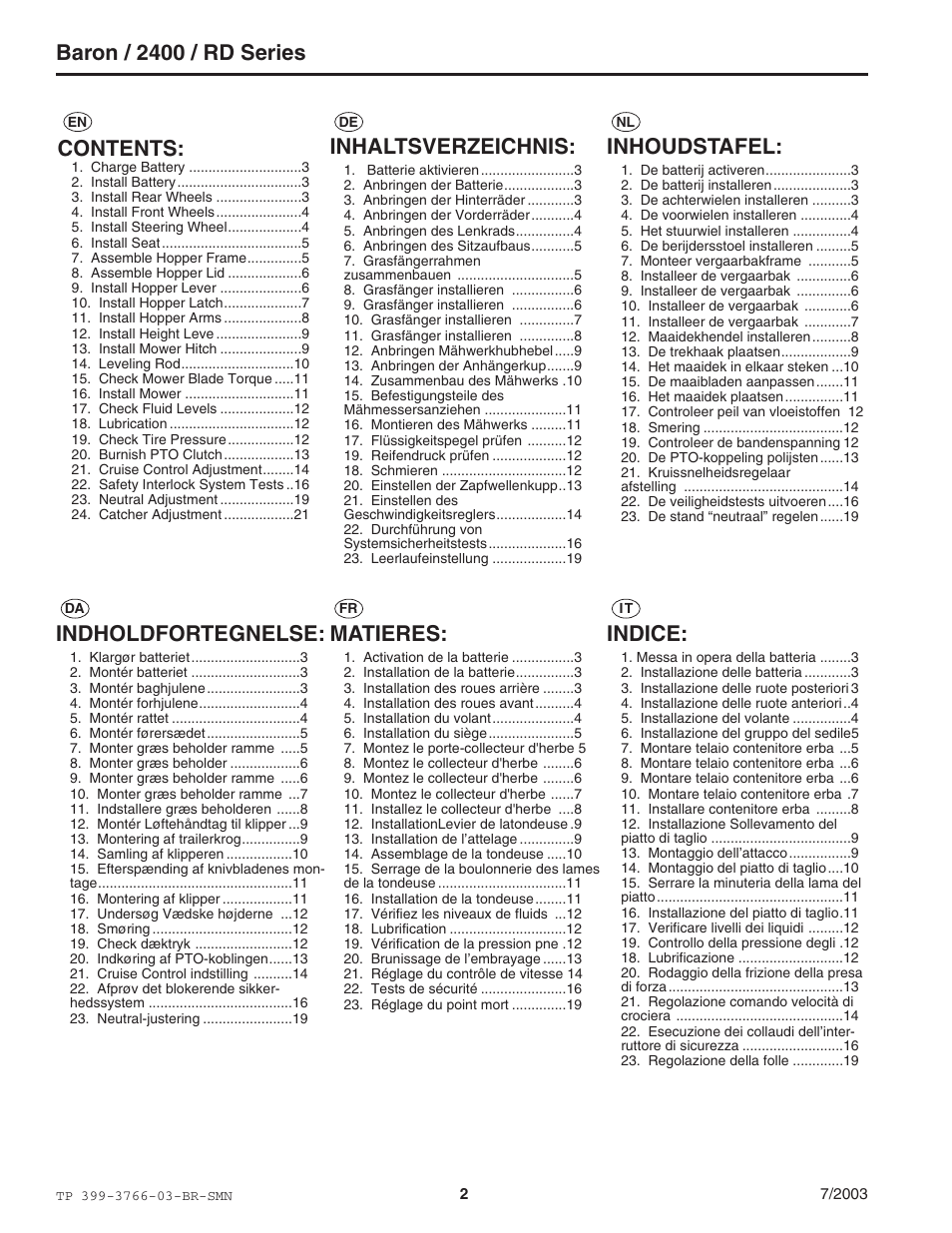 Simplicity Manufacturing 2400 User Manual | Page 2 / 22