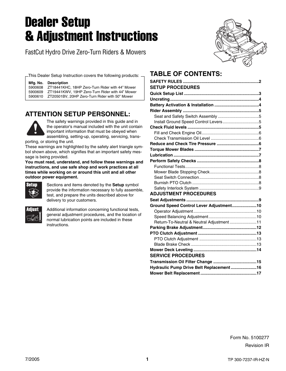 Simplicity Manufacturing 5900608 ZT18441KHC User Manual | 20 pages