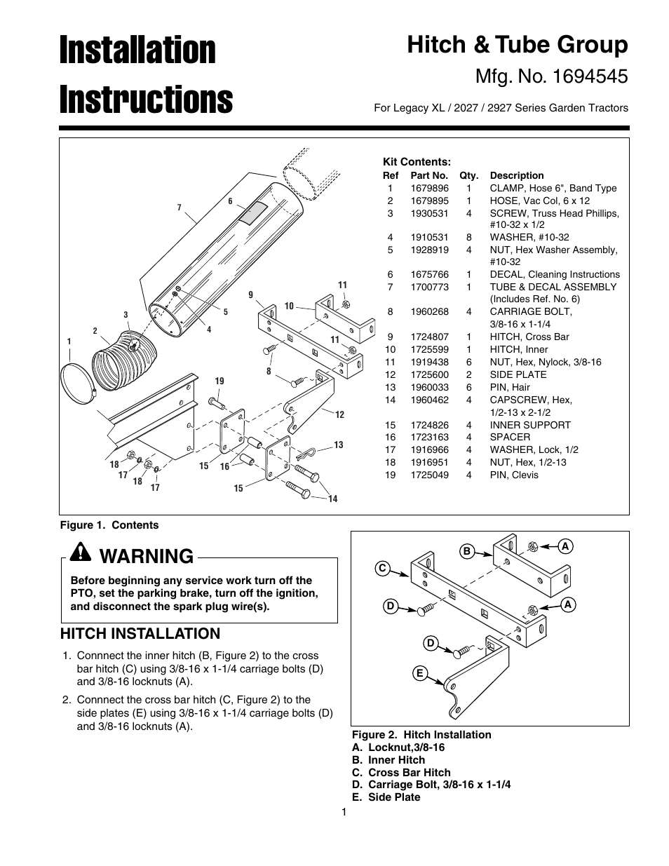 Simplicity Manufacturing LEGACY XL User Manual | 4 pages