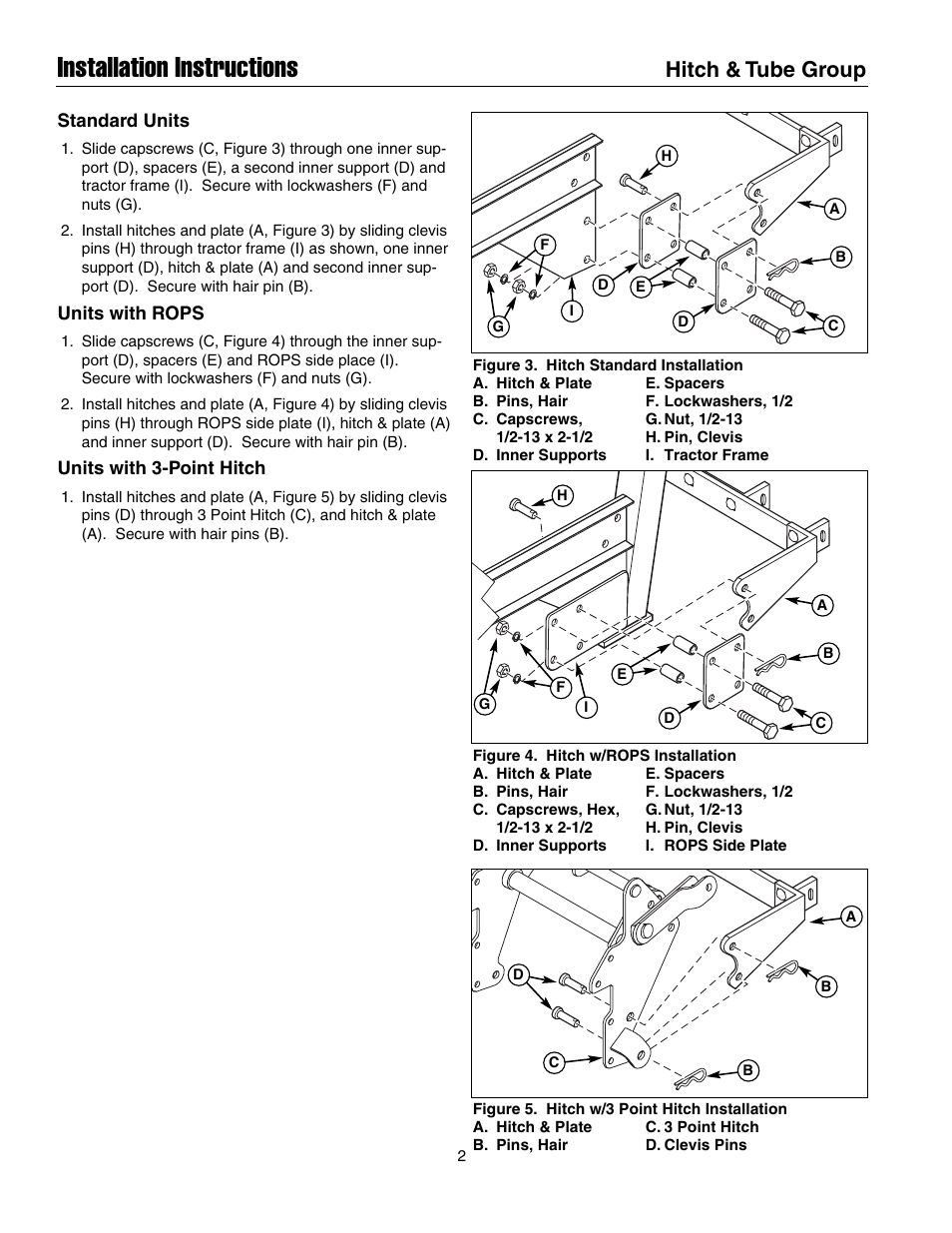 Installation instructions, Hitch & tube group | Simplicity Manufacturing LEGACY XL User Manual | Page 2 / 4