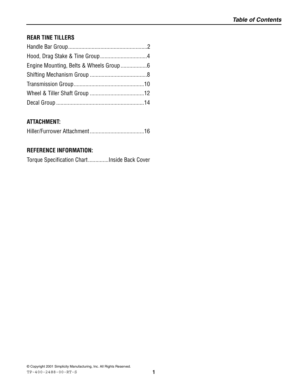 Simplicity Manufacturing 616RT User Manual | Page 3 / 21