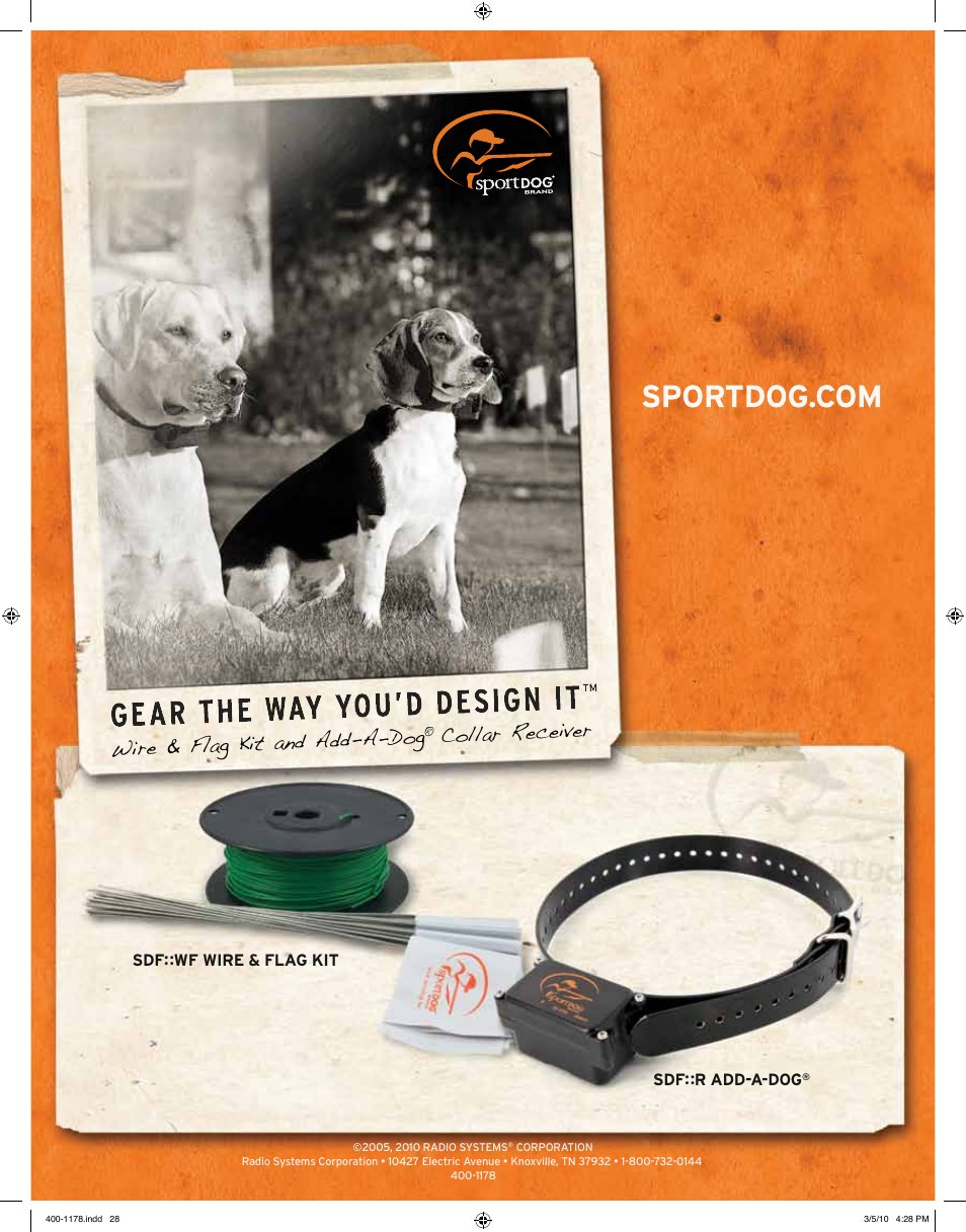 Wire & flag kit and add-a-dog, Collar receiver, Sdf::r add-a-dog | Sdf::wf wire & flag kit | SportDOG In-Ground Fence 100A User Manual | Page 15 / 15