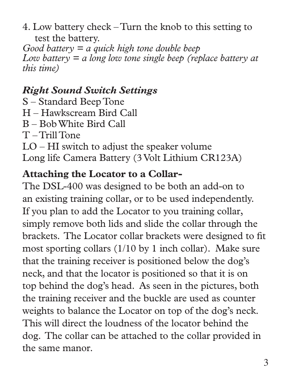 SportDOG DSL-400 User Manual | Page 3 / 8