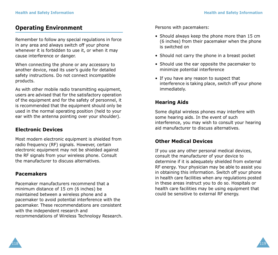 Operating environment | Samsung SGH-S105 User Manual | Page 62 / 73