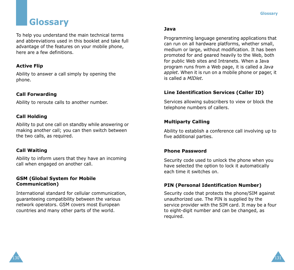 Glossary | Samsung SGH-S105 User Manual | Page 68 / 73